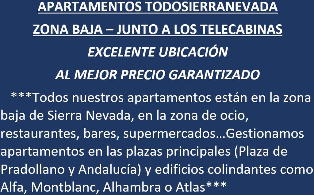 Todosierranevada Zona Baja - Edificio Alhambra - Junto A Los Telecabinas Сьєрра-Невада Екстер'єр фото